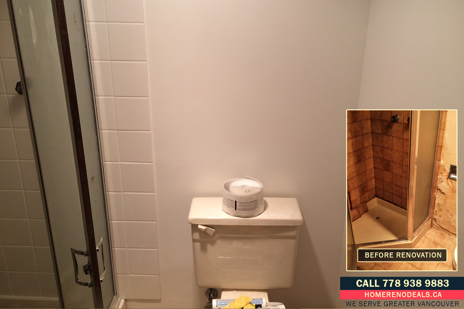 Bathroom walls have been repaired and painted